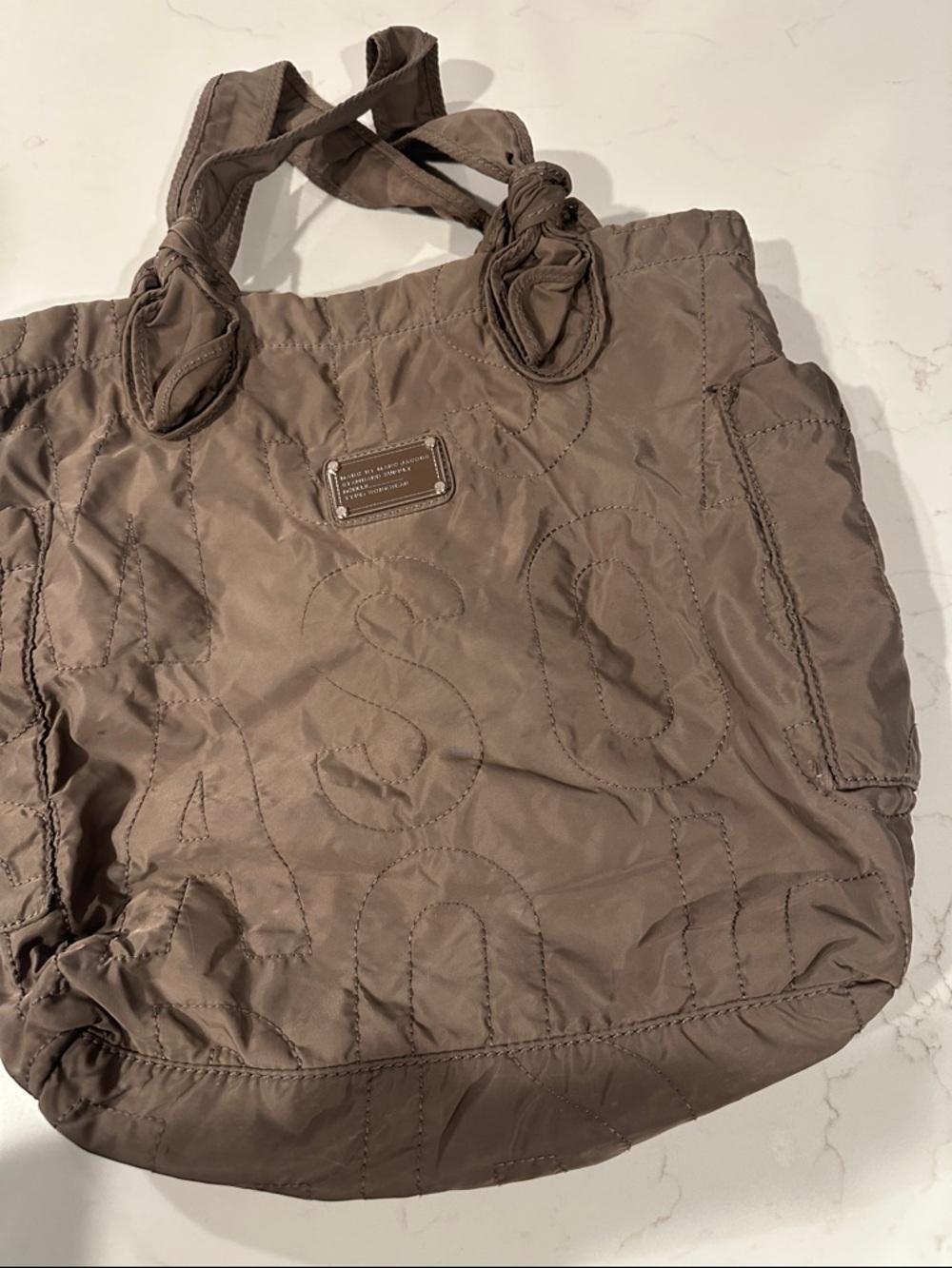 Marc by Marc Jacobs Quilted Nylon Tote in Taupe Brown